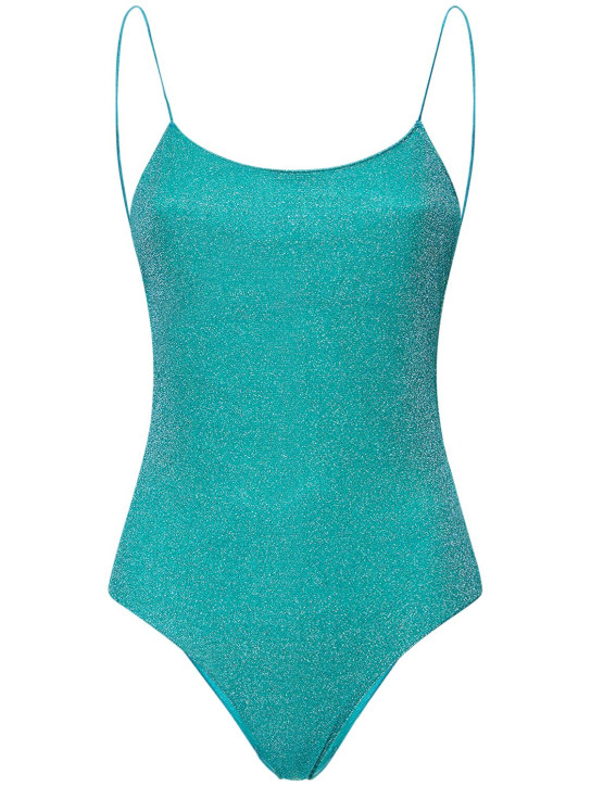 Oséree Swimwear: Lumiere Maillot lurex one piece swimsuit - Blue - women_0 | Luisa Via Roma