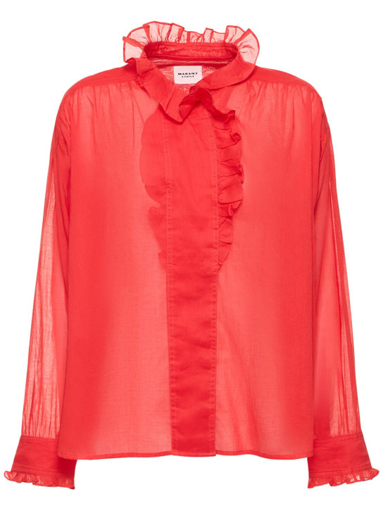 Marant Etoile: Pamias ruffled cotton shirt - Poppy Red - women_0 | Luisa Via Roma