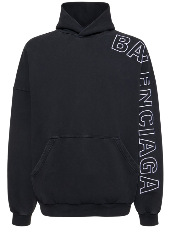 Balenciaga: Cotton sweatshirt hoodie - Washed Black - men_0 | Luisa Via Roma