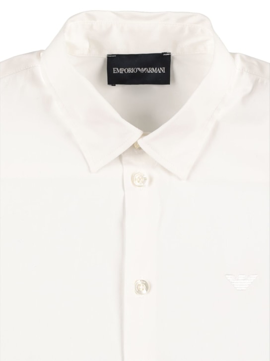 Emporio Armani: Camisa de popelina de algodón - Blanco - kids-boys_1 | Luisa Via Roma