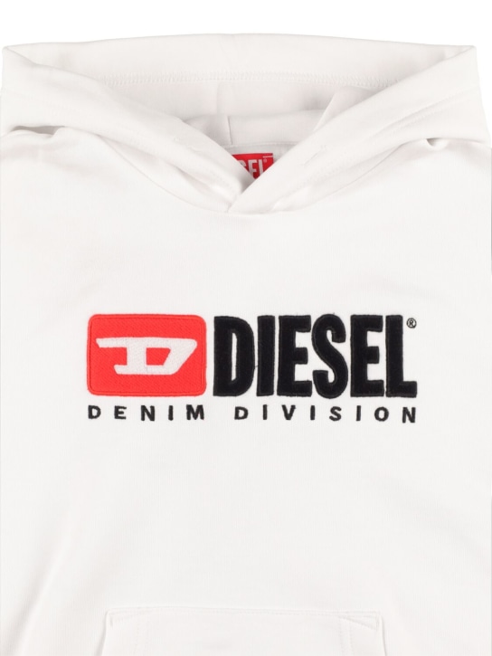 Diesel Kids: Embroidered logo cotton hoodie - Weiß - kids-girls_1 | Luisa Via Roma