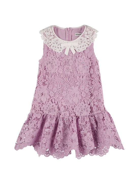 Self-portrait: Floral lace sleeveless dress w/ bow - Pink - kids-girls_0 | Luisa Via Roma