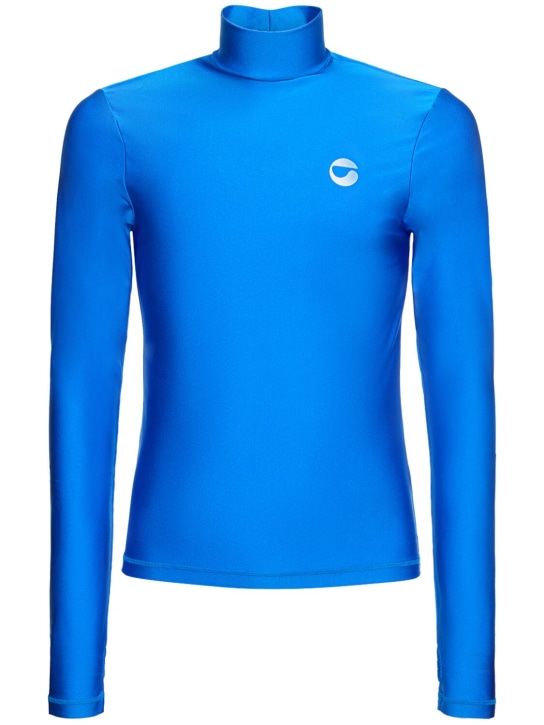 Coperni: T-shirt collo alto con logo - Blu Elettrico - men_0 | Luisa Via Roma