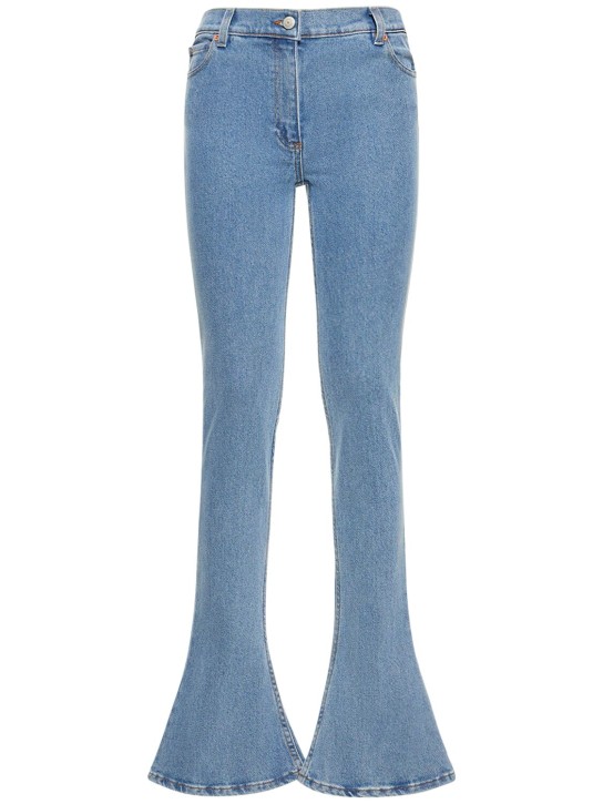 Magda Butrym: Jeans acampanados de denim de algodón - Azul - women_0 | Luisa Via Roma