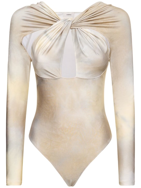 Coperni: Body en jersey ajouré torsadé - Blanc - women_0 | Luisa Via Roma