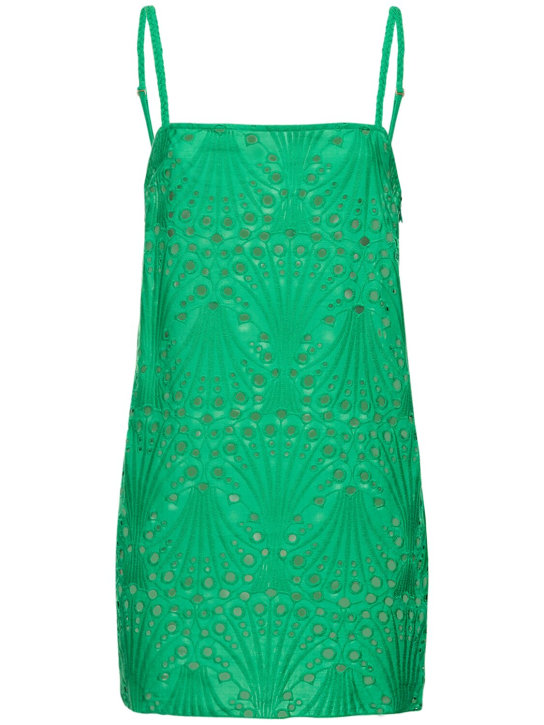 Johanna Ortiz: Sierra Mystic eyelet lace mini dress - Green - women_0 | Luisa Via Roma