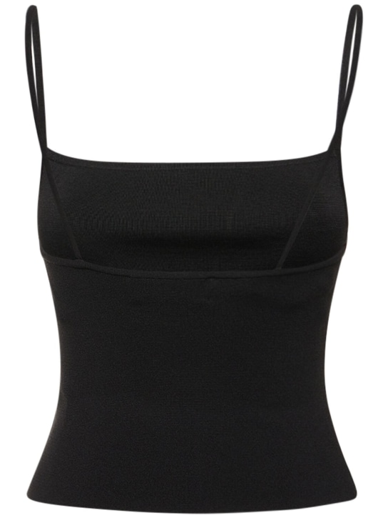 Matteau: Square neck viscose blend knit top - Black - women_4 | Luisa Via Roma