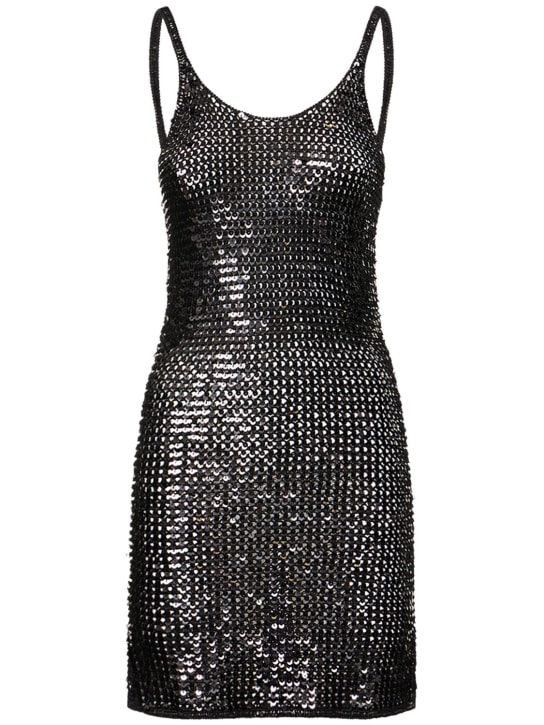 Matteau: Sequined crochet mini tank dress - Siyah - women_0 | Luisa Via Roma