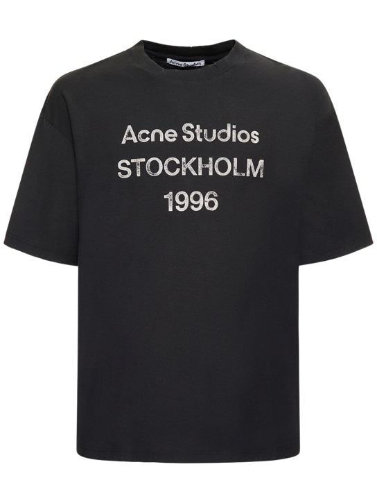 Acne Studios: Camiseta de algodón - Negro Lavado - men_0 | Luisa Via Roma