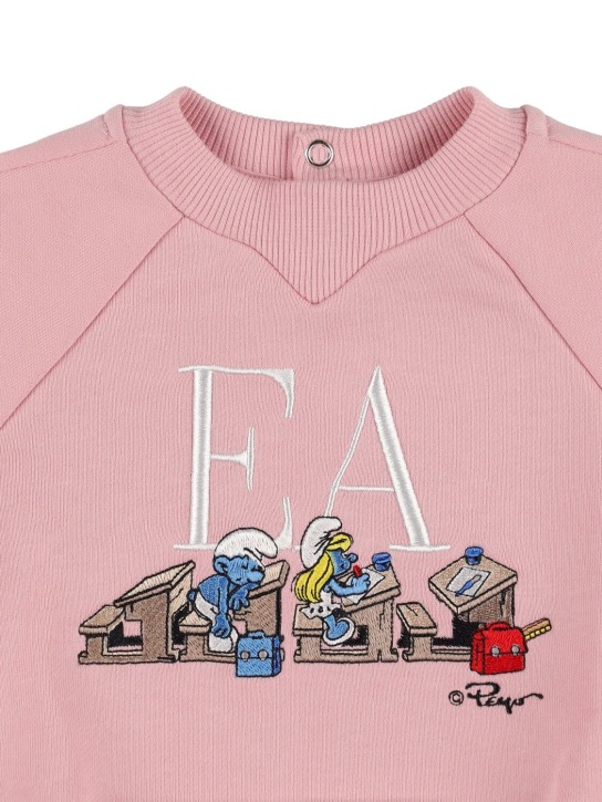 Emporio Armani: Smurfs organic cotton sweatshirt - Pink - kids-girls_1 | Luisa Via Roma