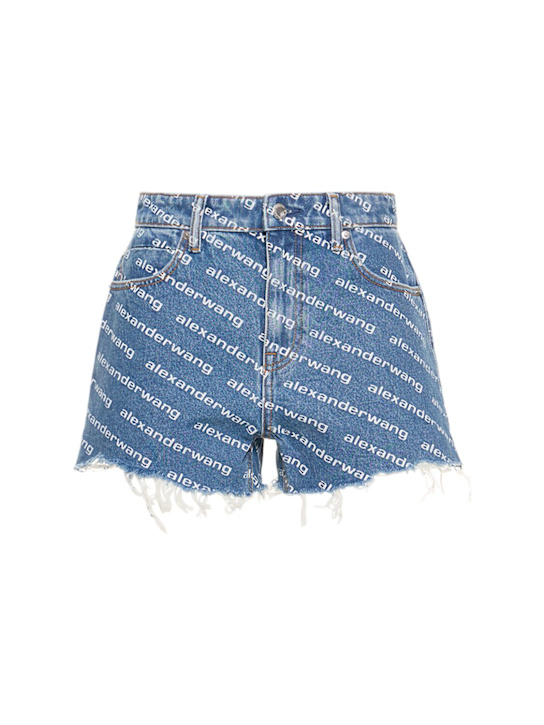 Alexander Wang: Bite logo cotton denim shorts - women_0 | Luisa Via Roma