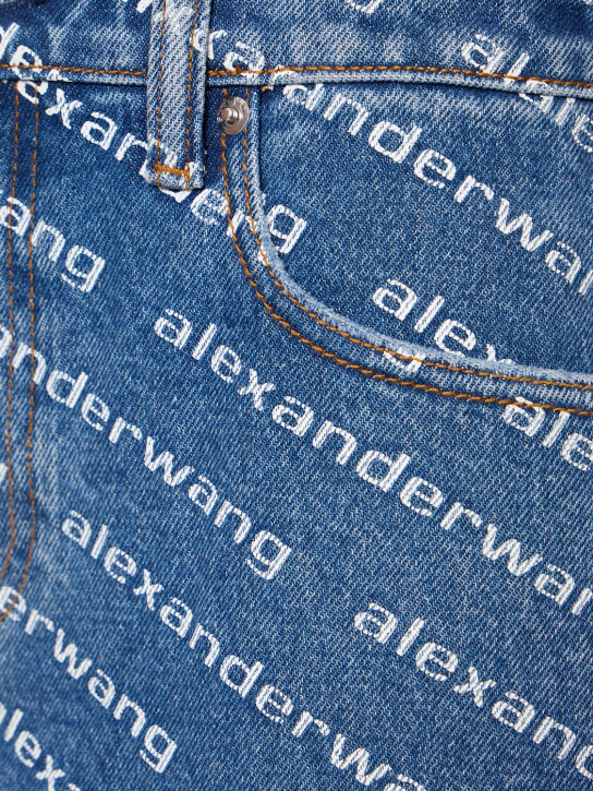Alexander Wang: Shorts de denim de algodón con logo - women_1 | Luisa Via Roma