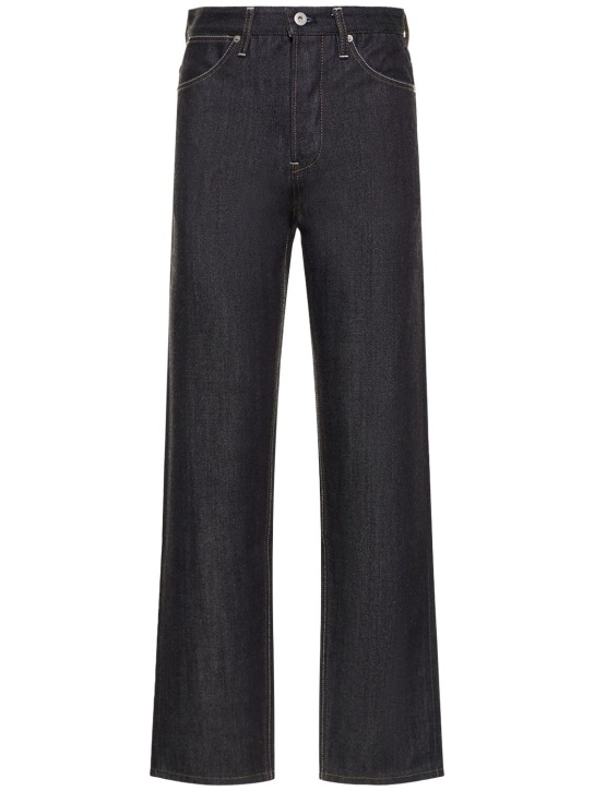 Jil Sander: Raw cotton denim straight jeans - Koyu Mavi - women_0 | Luisa Via Roma