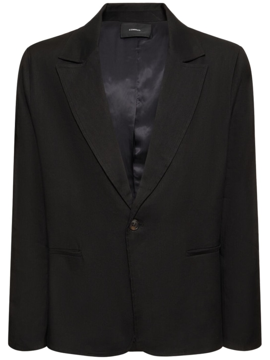 Commas: Linen blend single breasted jacket - Siyah - men_0 | Luisa Via Roma