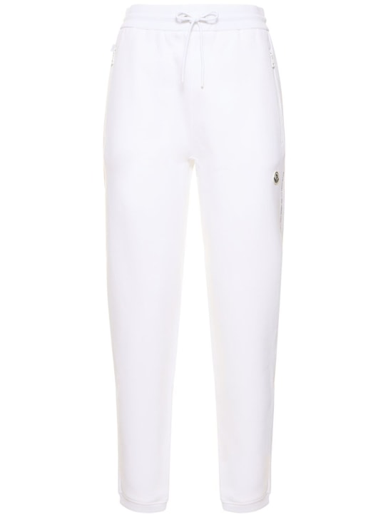 Moncler Genius: Pantalones de algodón jersey - Blanco Óptico - women_0 | Luisa Via Roma