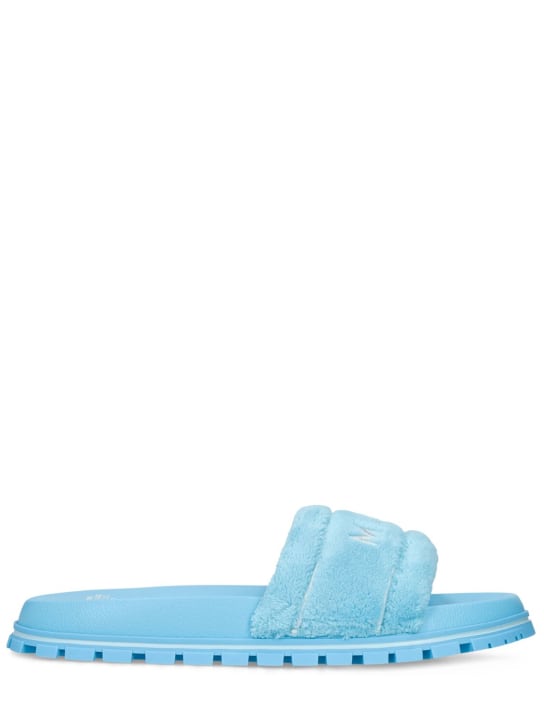 Marc Jacobs: Terry faux shearling sandals - Light Blue - women_0 | Luisa Via Roma