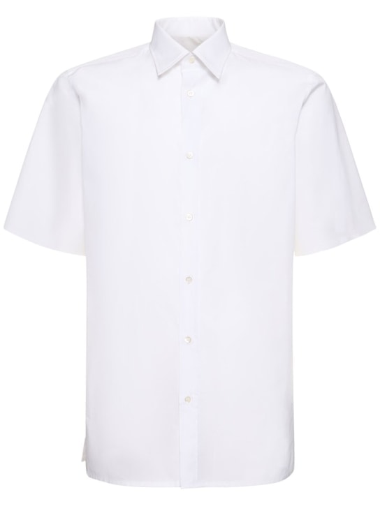 Maison Margiela: Cotton poplin short sleeved shirt - White - men_0 | Luisa Via Roma