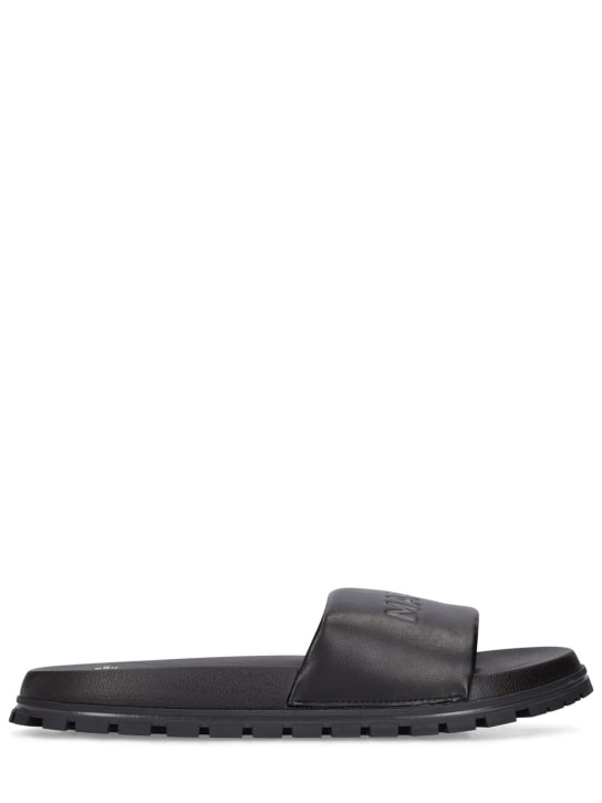 Marc Jacobs: Leather slide sandals - Siyah - women_0 | Luisa Via Roma