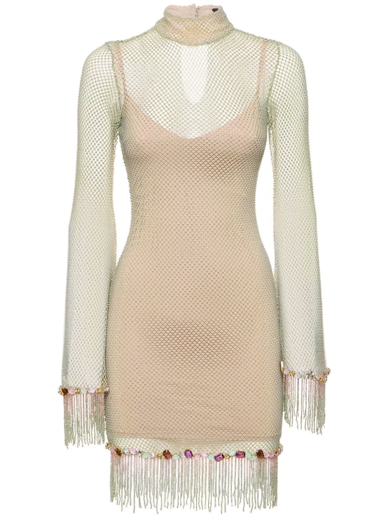 Patbo: Vestido corto de red con decoraciones - Multicolor - women_0 | Luisa Via Roma