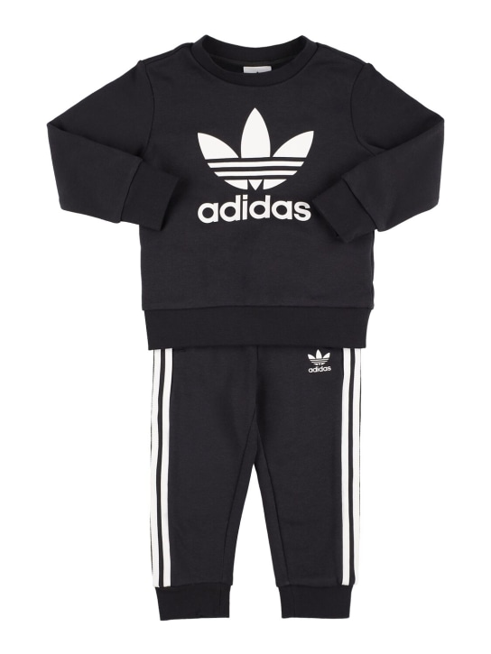 adidas Originals: Sweatshirt und Trainingshose aus Baumwollmischung - Schwarz/Weiß - kids-boys_0 | Luisa Via Roma
