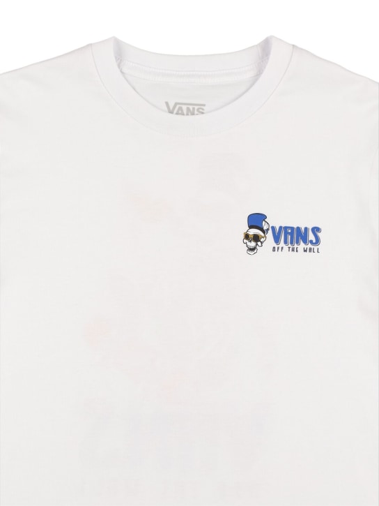 Vans: T-shirt en jersey de coton à imprimé logo - Blanc - kids-boys_1 | Luisa Via Roma