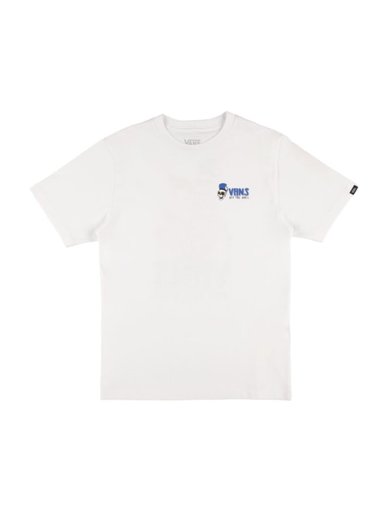 Vans: T-shirt en jersey de coton à imprimé logo - Blanc - kids-boys_0 | Luisa Via Roma