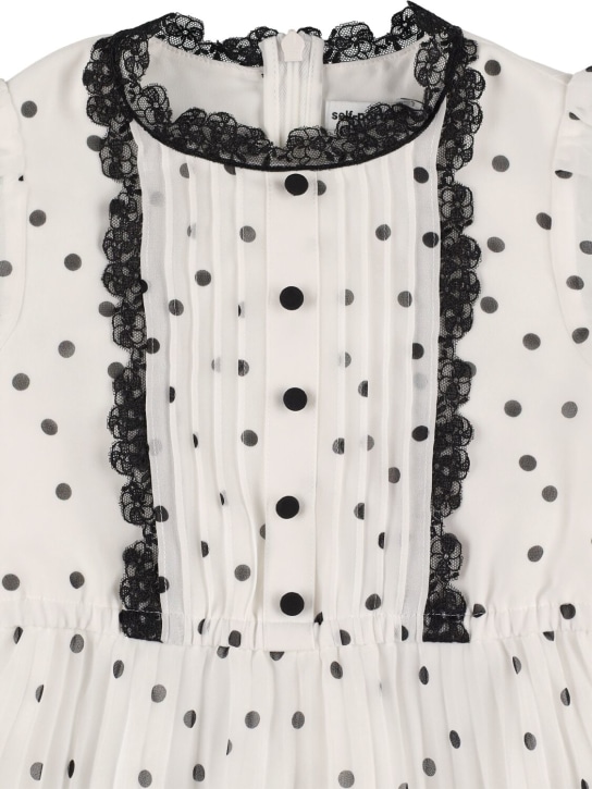 Self-portrait: Polka dot printed chiffon dress - Beyaz/Siyah - kids-girls_1 | Luisa Via Roma