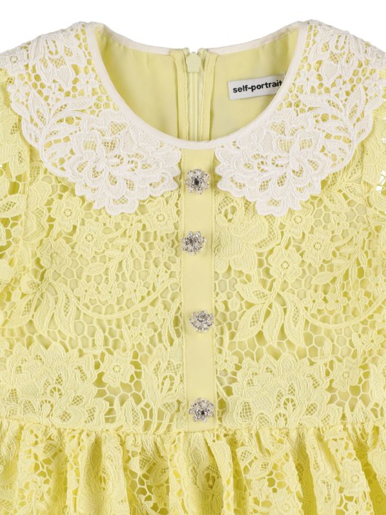 Self-portrait: Floral lace dress w/ embellished buttons - Hellgelb - kids-girls_1 | Luisa Via Roma