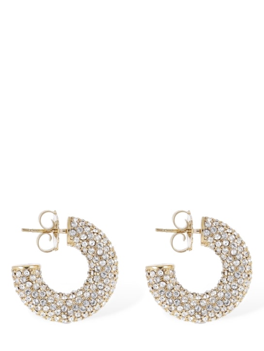 Amina Muaddi: Cameron small hoop earrings - Oro/Cristallo - women_0 | Luisa Via Roma