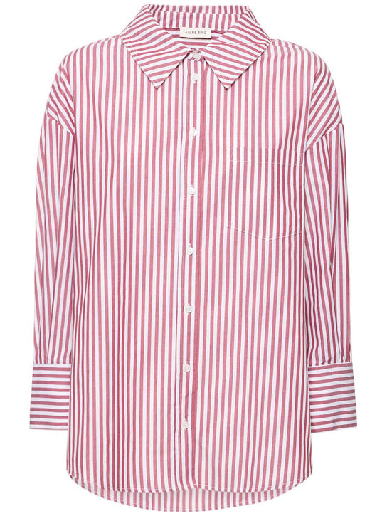 ANINE BING: Mika striped cotton poplin shirt - women_0 | Luisa Via Roma