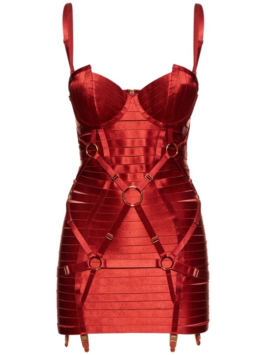 Bordelle: Vestido corto de satén stretch - Rojo - women_0 | Luisa Via Roma
