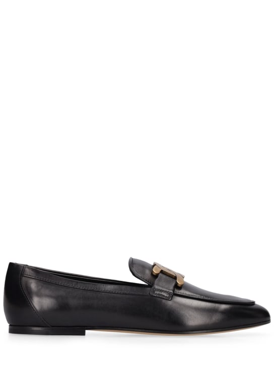 Tod's: 10mm Leather chain loafers - Black - women_0 | Luisa Via Roma