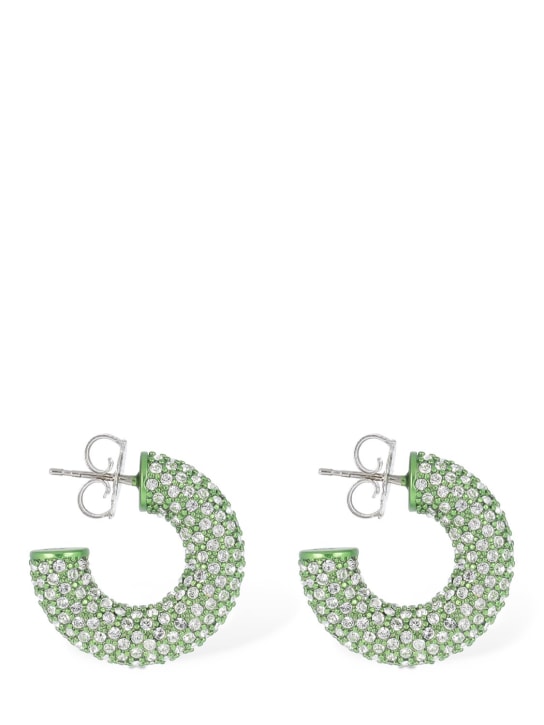 Amina Muaddi: Cameron small hoop earrings - Green/Crystal - women_0 | Luisa Via Roma