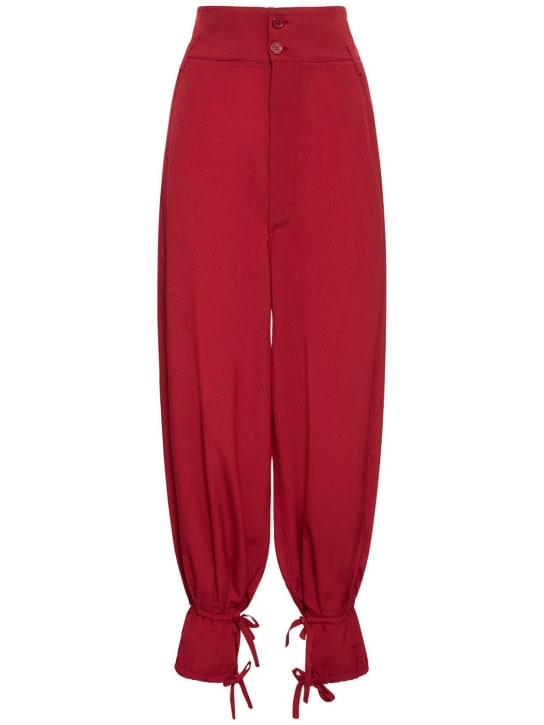 Alexandre Vauthier: High rise wide crepe pants - Dark Red - women_0 | Luisa Via Roma