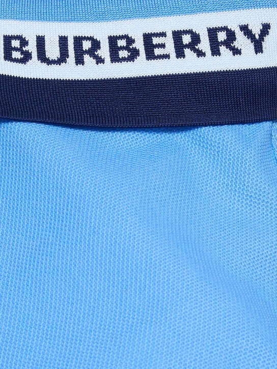 Burberry: Edney striped collar cotton polo - Dusty Azure - men_1 | Luisa Via Roma