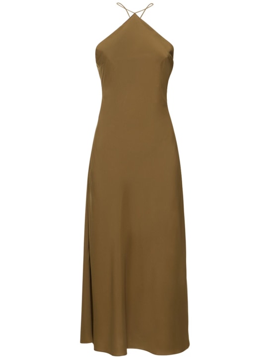 Designers Remix: Vestito Valerie in raso - Marrone - women_0 | Luisa Via Roma