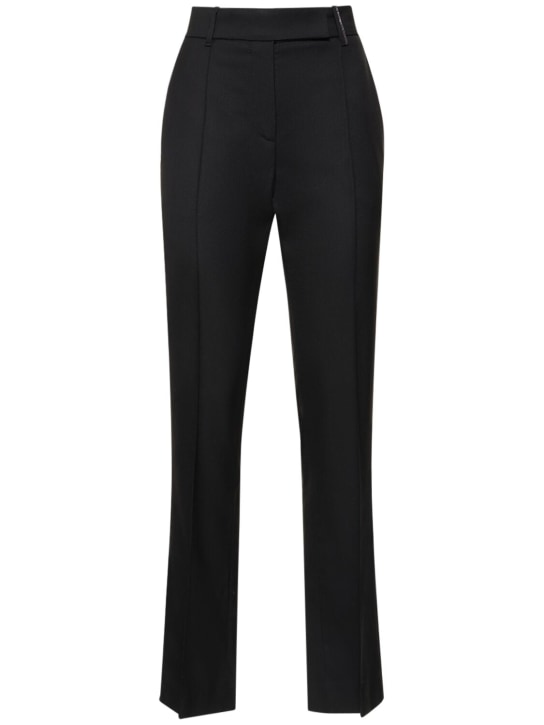Brunello Cucinelli: Pantaloni dritti in crepe di lana - Nero - women_0 | Luisa Via Roma