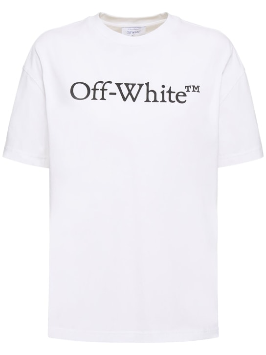 Off-White: Bookish printed logo cotton t-shirt - White - women_0 | Luisa Via Roma