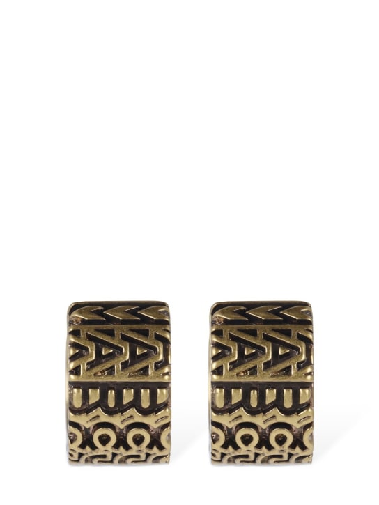 Marc Jacobs: Monogram engraved hoop earrings - Aged Gold - women_0 | Luisa Via Roma