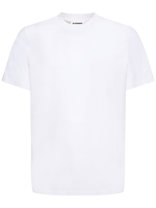 Jil Sander: 棉质平纹针织T恤 - 白色 - men_0 | Luisa Via Roma