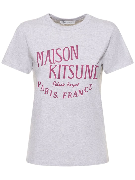 Maison Kitsuné: Palais Royal 클래식 코튼 저지 티셔츠 - 그레이 - women_0 | Luisa Via Roma