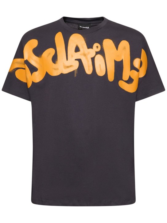 Disclaimer: Camiseta de algodón con logo - Negro/Naranja - men_0 | Luisa Via Roma