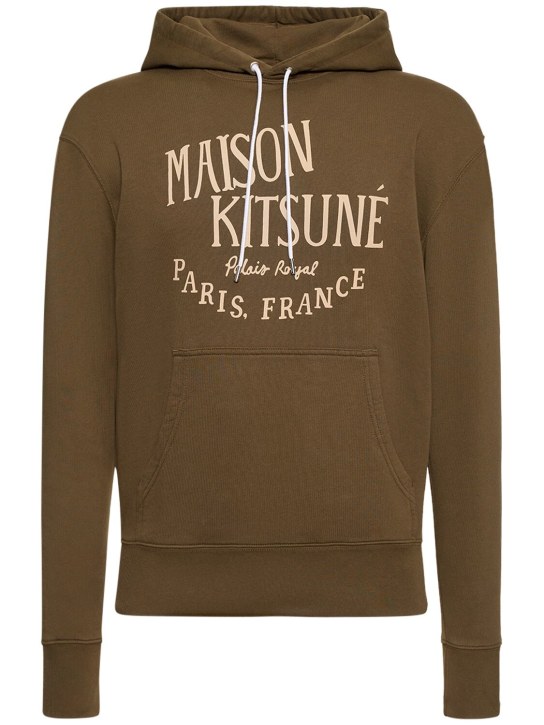 Maison Kitsuné: Palais Royal classic hooded sweatshirt - Khaki - men_0 | Luisa Via Roma