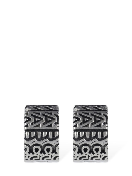 Marc Jacobs: Monogram engraved hoop earrings - Aged Silver - women_0 | Luisa Via Roma