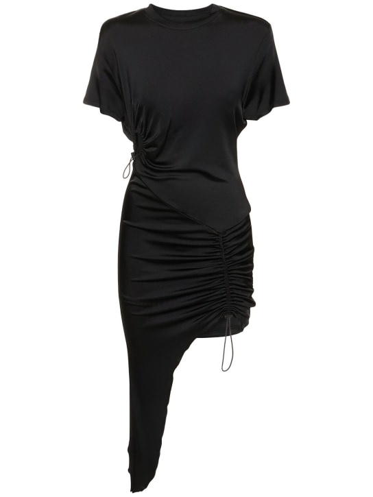 Et Ochs: Viscose jersey mini dress w/drawstrings - Negro - women_0 | Luisa Via Roma