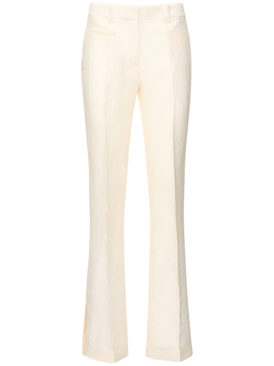 Helmut Lang: Linen blend straight pants - Ivory - women_0 | Luisa Via Roma