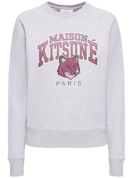 Maison Kitsuné: Campus Fox adjusted cotton sweatshirt - women_0 | Luisa Via Roma