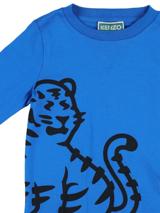 Kenzo Kids: Camiseta de algodón orgánico estampada - Azul Royal - kids-girls_1 | Luisa Via Roma