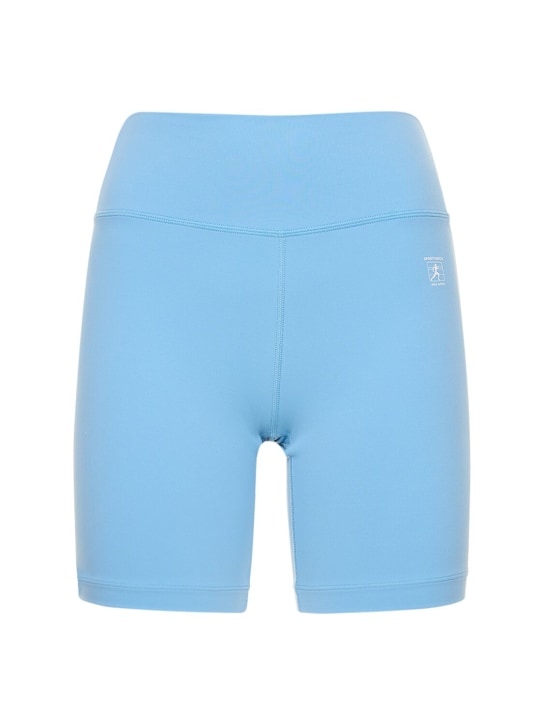 Sporty & Rich: Shorts ciclistas con cintura alta - Light Blue - women_0 | Luisa Via Roma