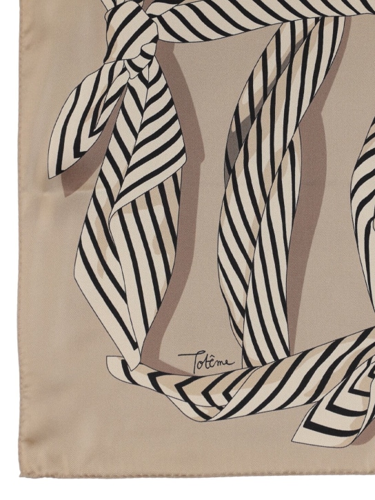 Toteme: Knotted monogram printed silk scarf - Overcast Beige - women_1 | Luisa Via Roma